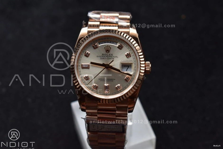 RG with Square 904L Diamond on 36 Bracelet Best Steel (Gain Silver Weight) DayDate Edition Dial President V5 QF vr3255 0310